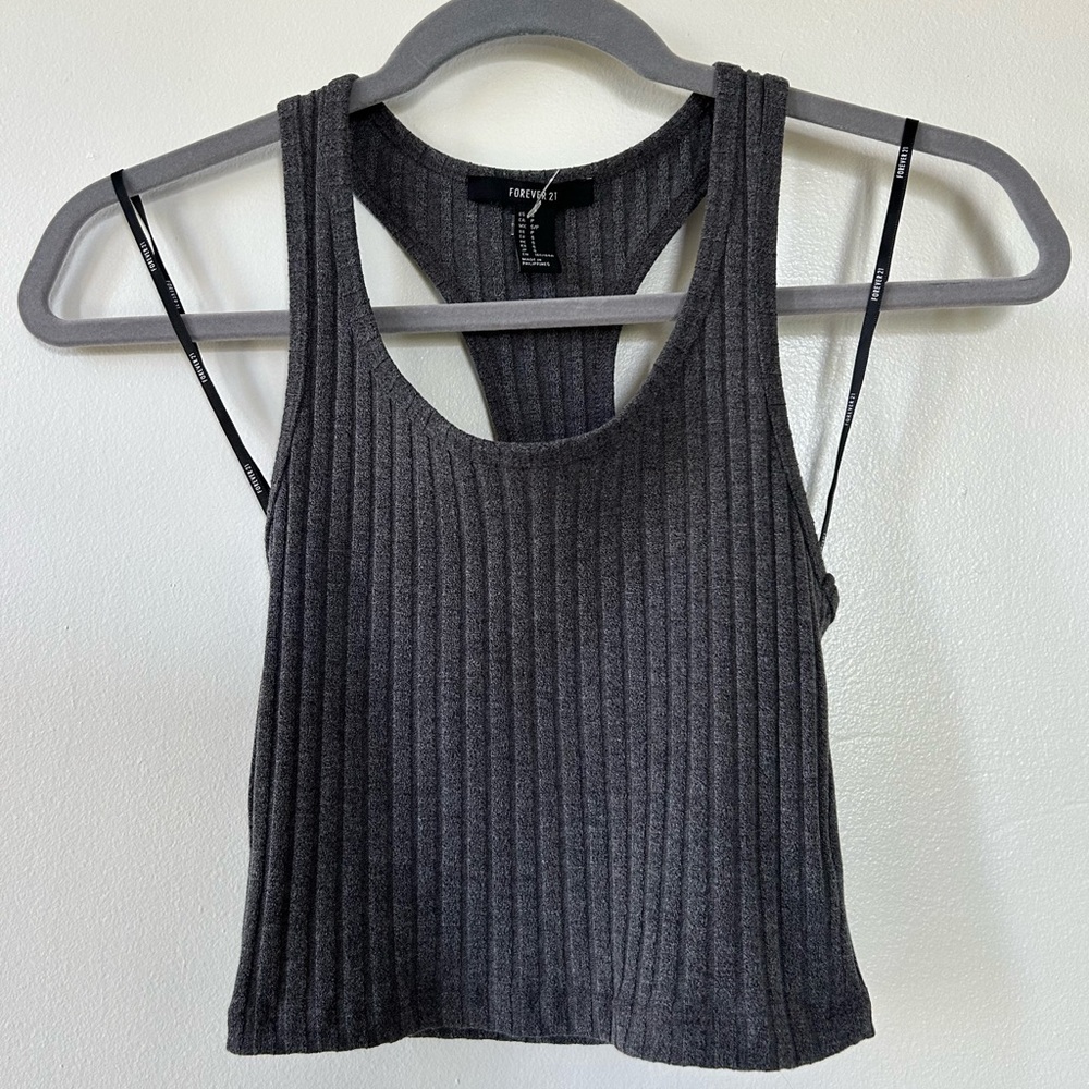 NWOT Cropped Gray Racerback Tank